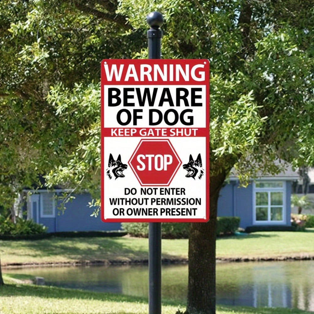 Vintage Beware Of Dog Metal Tin Sign Farm Garage Wall Decor 12x8 Inch 20x30