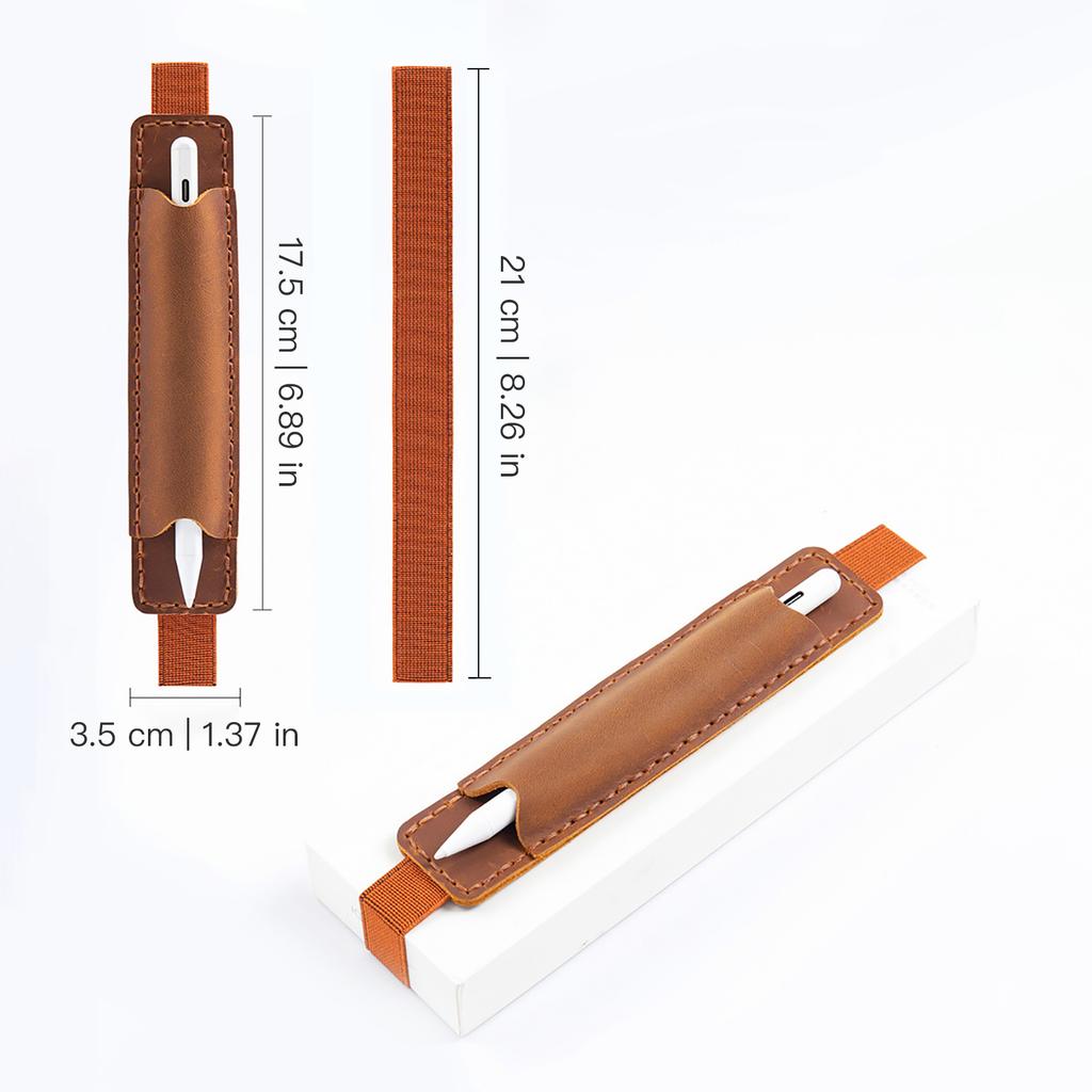 Top Leather Pencil Bag with Elastic Band, Retro Pen Case Holder for Travel Notebook, Portable Pen Pouch School Office Stationery