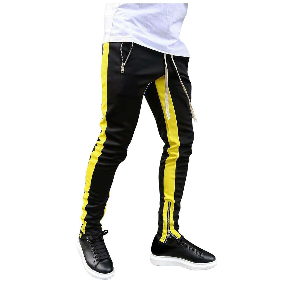 Men's Colorblock Zipper Trousers Men's Casual Fashion Trousers