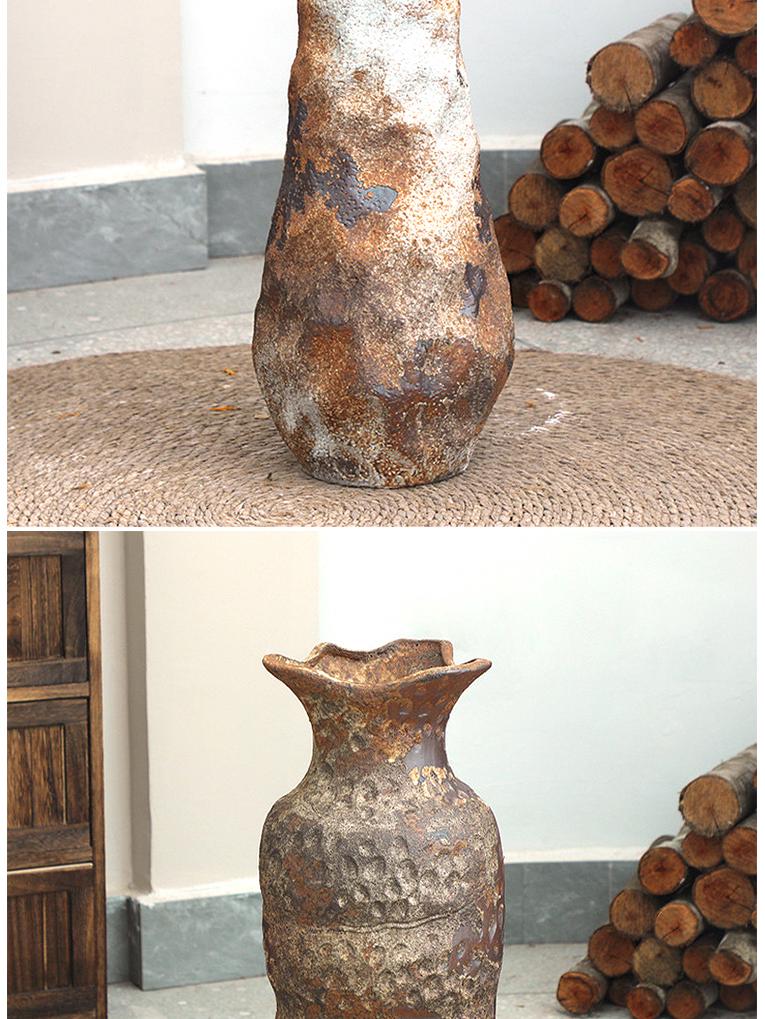 Retro Wabi-Sabi Zen Pottery Vase for Home and Hotel Decor