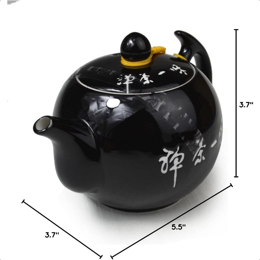 Porcelain Teapot 10oz Small Tea Pot Xishi Chinese Gongfu Tea Set Ceramic Kettle Black Teapot