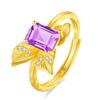 Women's S925 Silver Ring Natural Gemstone Bow Knot Adjustable Fashion Jewelry Gift