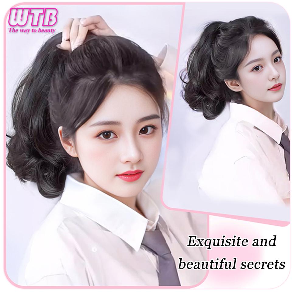 WTB Synthetic Ponytail Female Comb Pear Roll Short Ponytail Simulation Hair Natural Fluffy Big Wave Ponytail Suitable For Women