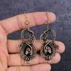 Natural Smoky Topaz Gemstone Copper Wire Wrap Jewelry Earring 2.96" p4e44
