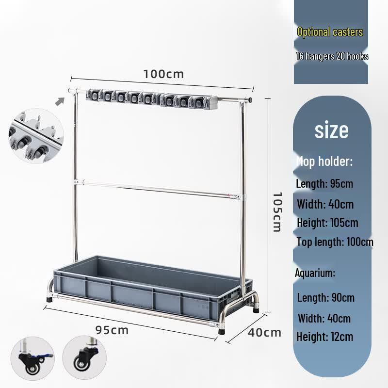 MDNG Stainless Steel Wall-Mounted Mop & Broom Holder