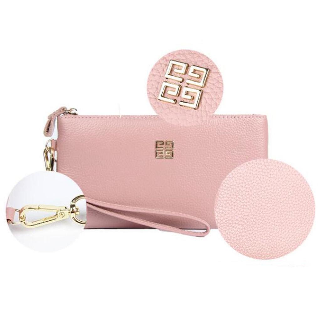 [Fairycase] Cute Pink Women's Wallet with Hand Rope Zipper and Coin Purse, Simple Card and Phone Case (Pink)
