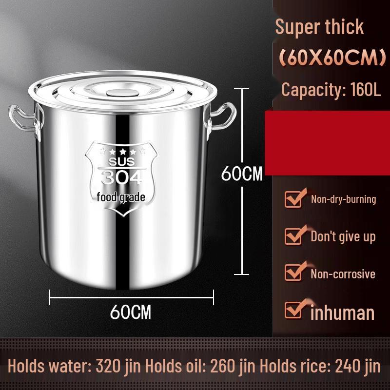 JPHZNB Thick Stainless Steel Round Pot with Lid