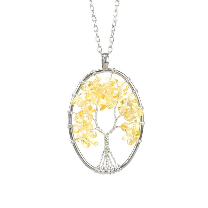 

Hand-Wound Natural Gravel Crystal Curved Loose Root Tree Of Life Necklace Fortune Tree Necklace Women S Necklace N24 цитриновый