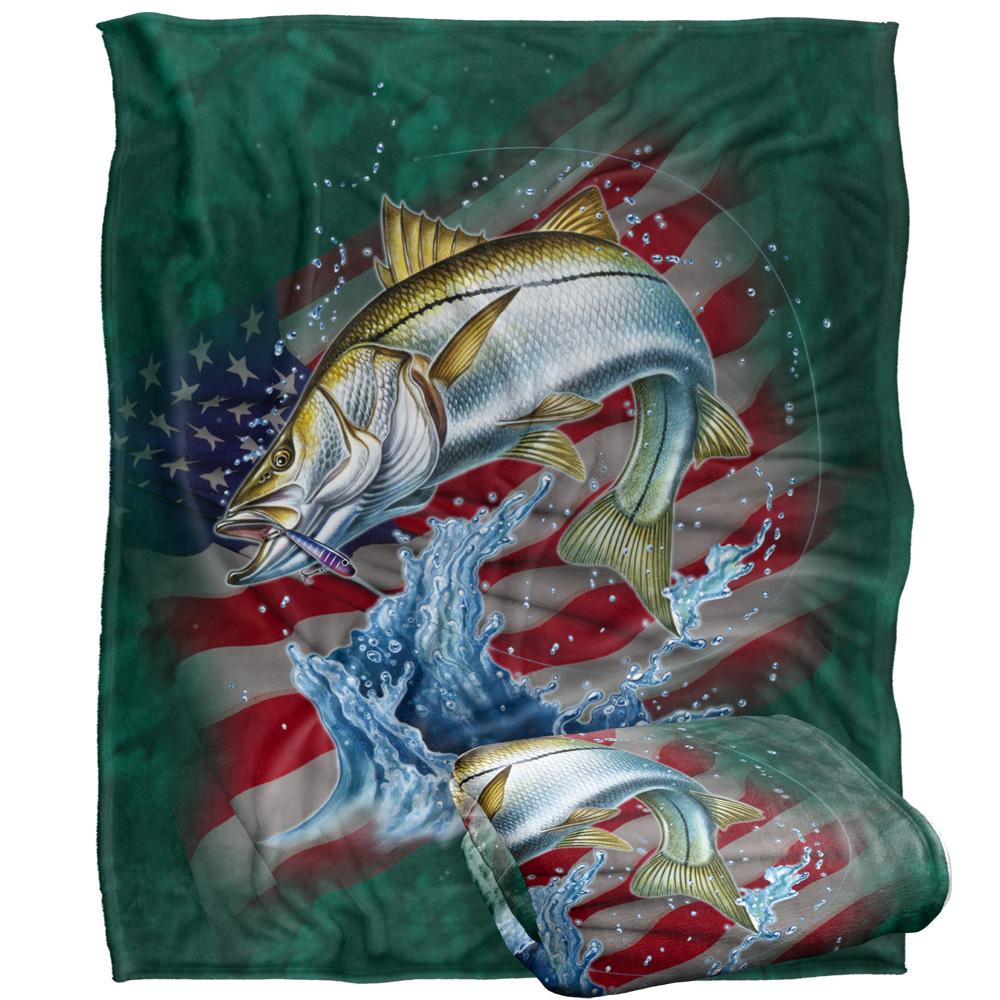 JQ Licensing Patriotic Silky Snook Fishing Supersoft Blanket