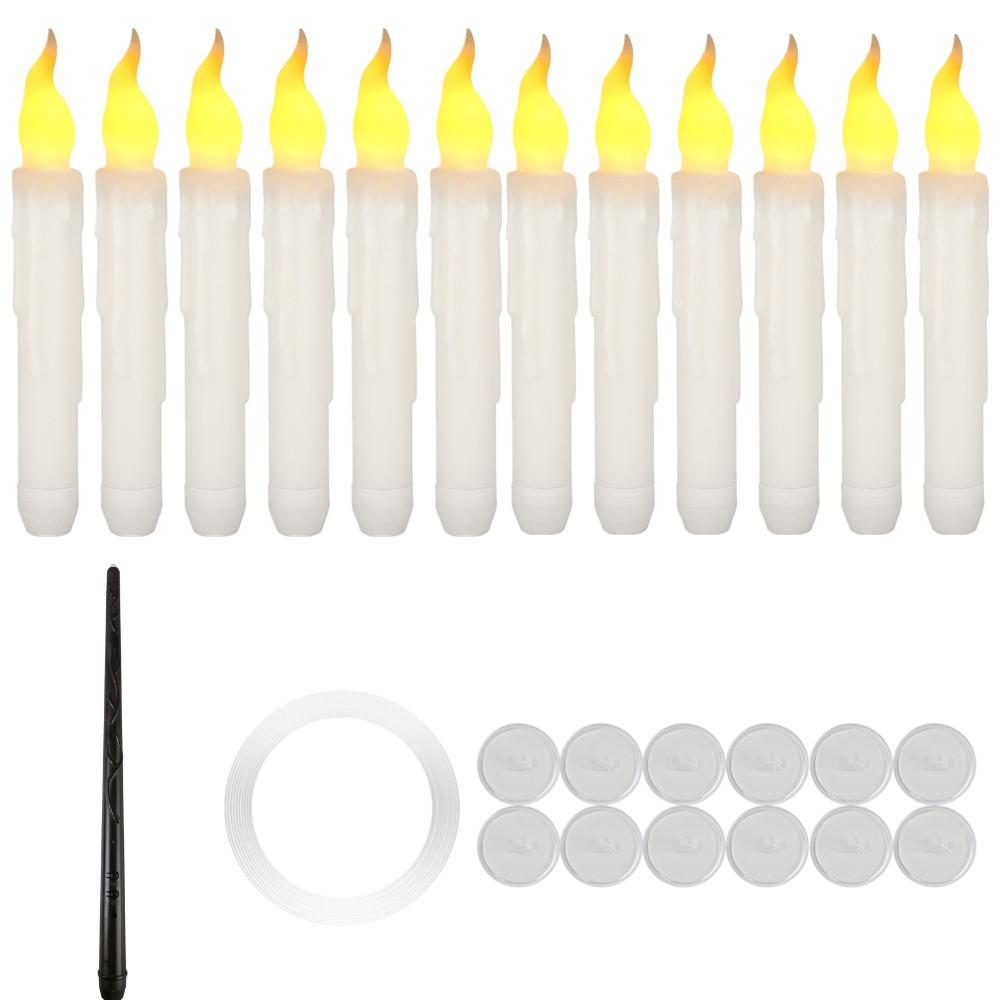 6/8/12Pc Hanging Floating Candles with/without Remote Flameless Flickering Taper Candles Dripless Handheld LED Candles Lights