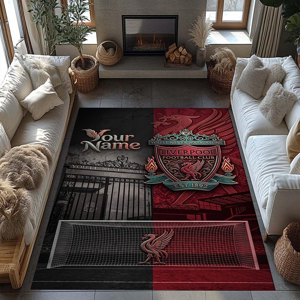 Liverpool Fc Customize Text Floor Mat Suitable For Balcony Dormitory Bedrooms Hallway Antislip Rug Decorate Offices Gift For Festivals