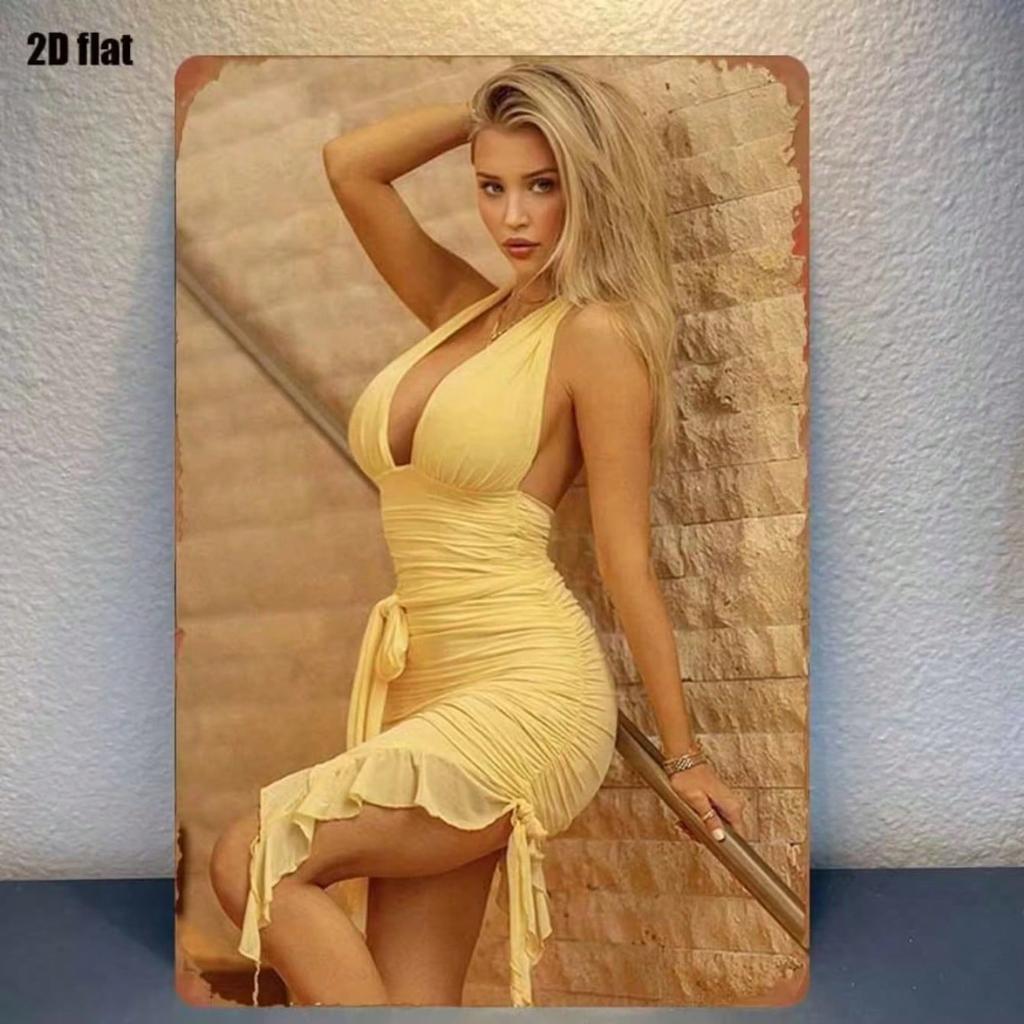 Golden Hair Beauty Metal Sign Vintage Tin Poster Wall Decor for Bedroom Bar Garage Garden Outdoor