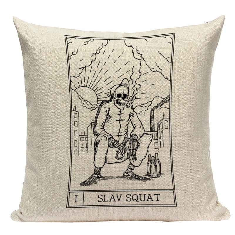 Black Tarot Throw Pillow Cover Mexico Skull Decorative Pillow Covers Horror Ghost Pillow Cases Home Decor Cover for Pillow Cojin