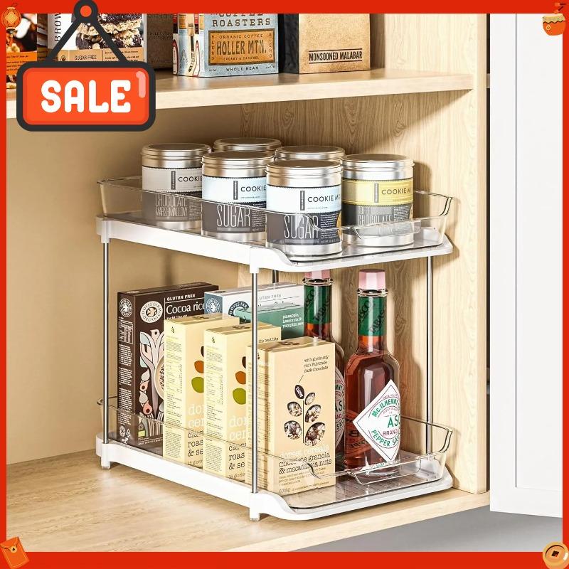 2026 Hot Selling Pull-out Kitchen Storage Rack Cabinet Layered Shelf Seasoning Bottle and Can Sorting Artifact