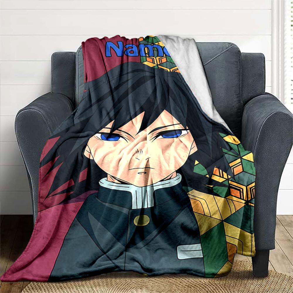 Customiz Name Personality Demon Slayer characters Blanket Soft &Warm Sofa Office Bed Travel Lunch Break Blanket, Gift Suitable All Seasons