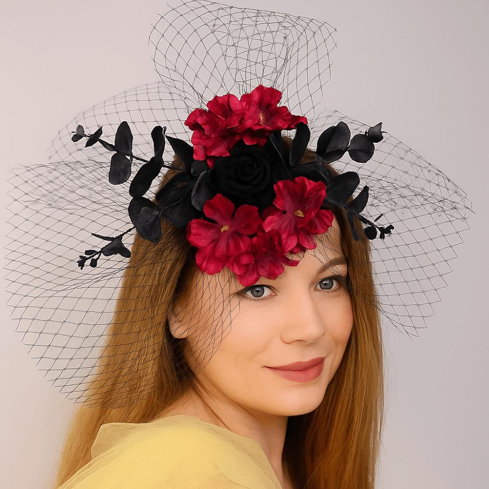 Elegant Halloween Hairpin Fashion Mesh Headpiece Creative Rose Hairpin Dress Up Event