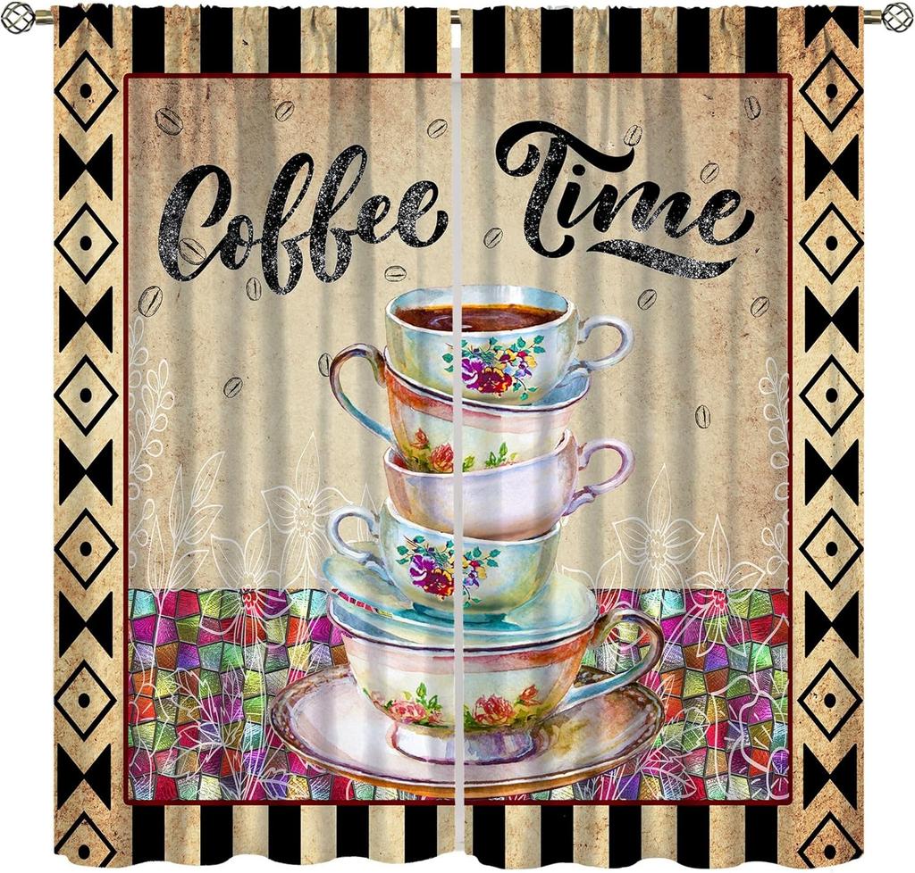 Chef Cooking Curtains For Kitchen,R Cartoon Rustic Vegetable Fruit Lattice Pastry Fat Chef Carrot Corn Gourmet Cookware Window