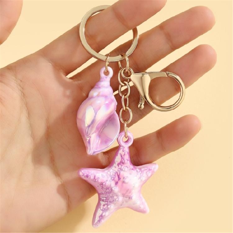 Stylish Beach Inspired Shell Keychain Conch Starfish Star Pendant Keyring Charm Fashionable Sea Inspired Jewelry
