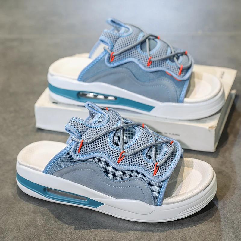 Summer Leisure Air Cushion Anti Slip Men's Sandals Outdoor Versatile Fashion Canvas Personalized Beach Shoes Plus Size 39-47