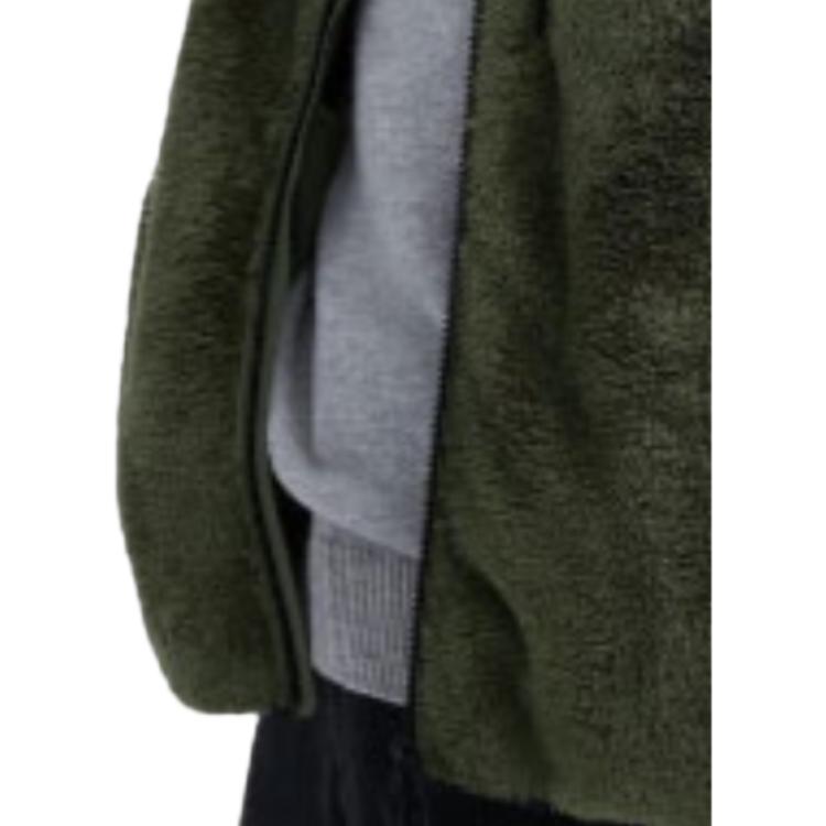 UNIQLO Solid Color Zip Stand Collar Fleece Jacket Men jackets Dark-Green 460330-58