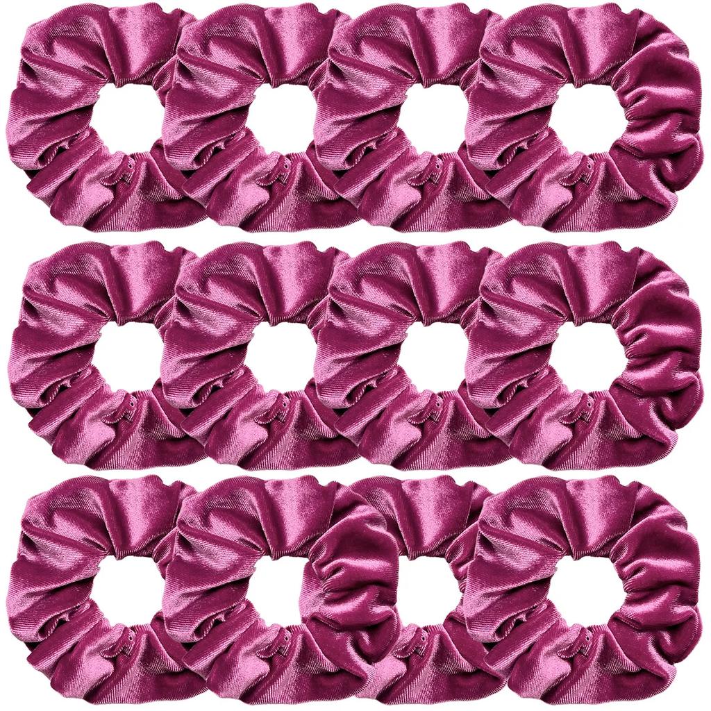 12pcs Vintage Women Pink Velvet Scrunchies Baby Girls Headwear White Black Blue Green Elastic Hair Bands Kids Hair Accessories