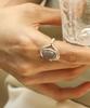Ound Agate Gemstone Silver Ring