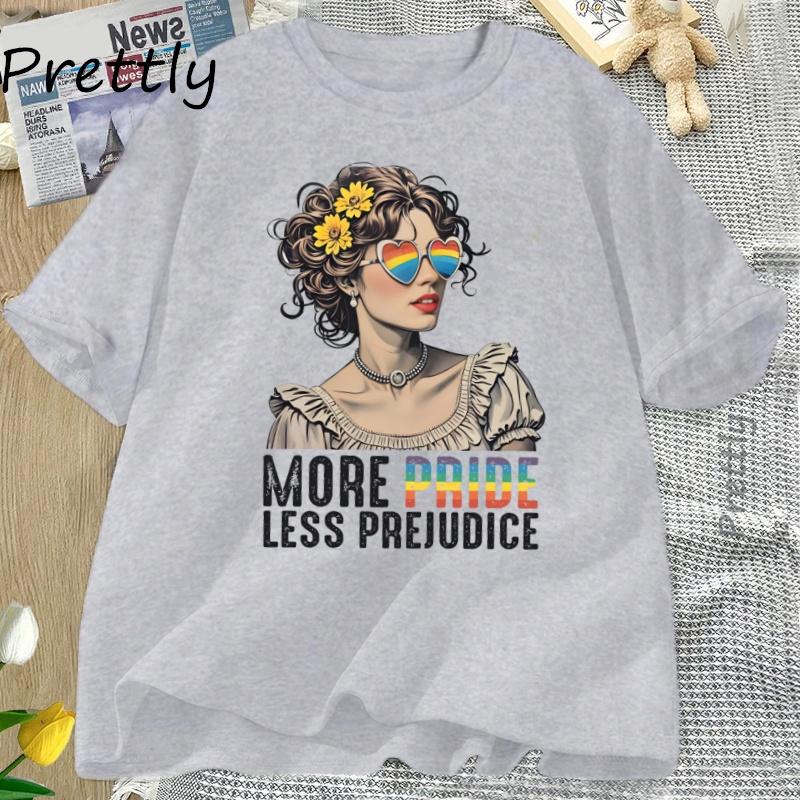 Mehr Stolz Weniger Vorurteile T-Shirt LGBTQ T-Shirt Pride Month LGBTQ T-Shirt Freizeit Baumwolle Kurzarm Rundhals Damen Kleidung