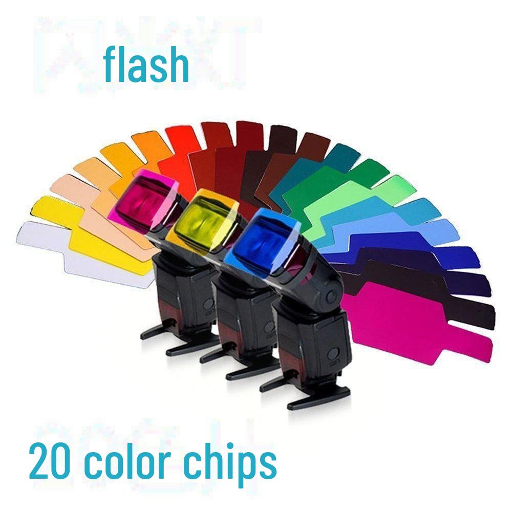 20-Color Camera Flash and Filter Set: 12-Color 30CM & 8-Color Temperature Filters