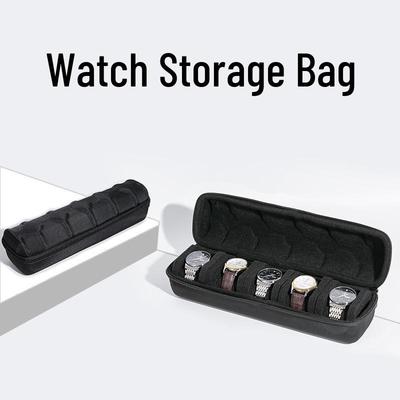 Black Portable Casio Watch Bag: 5-Slot, Dustproof, Drop-Resistant EVA Storage