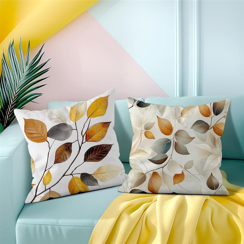 1 Pc 45X45 Cm Leaf Pattern Cushion Cover For Living Room Sofa Bedroom Home Decor Square Autumn Pillowcase Waist Pillow Cover