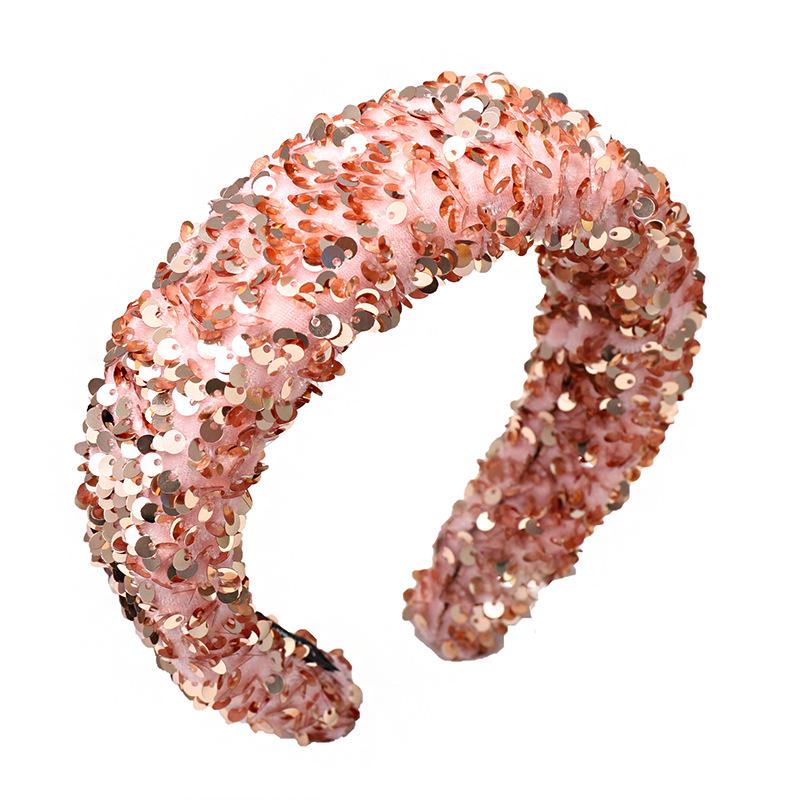 Fashion Hair Accessories Sequin Fabric Sponge Plastic Hairband Headband Hair Band for Women