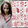 30Pcs Halloween Zombie Vampire Tattoo Stickers Realistic Fake Bloody Wound Scary Temporary Tattoo for Halloween Party Decoration