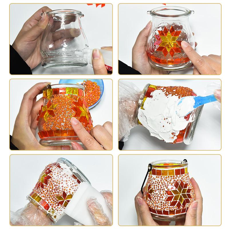 Handmade DIY Mosaic Lantern Kit: Early Education, Parent-Child Activity, Creative Team Building, Gift Toy, Flower Lantern Craft