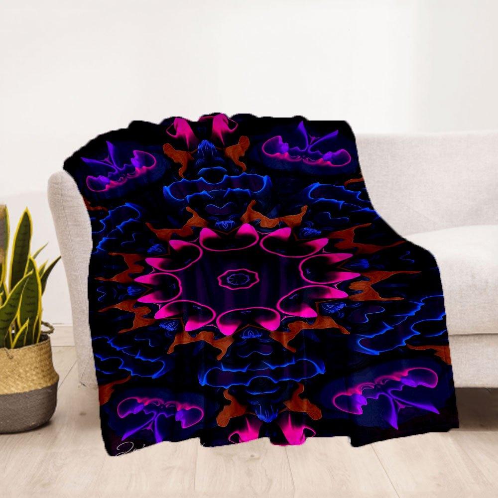 "Vibrant Kaleidoscope Abstract Art Print"Blanket Flannel Throw Blanket for Sofa, Bed, Travel, Camping, Office, Couch, Chair, And Bed Gift fo
