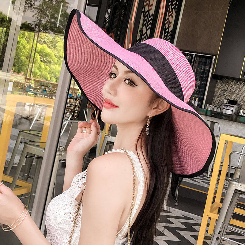 Straw hat beach big brim hat sun hat small fresh trendy girl versatile face cover sun hat