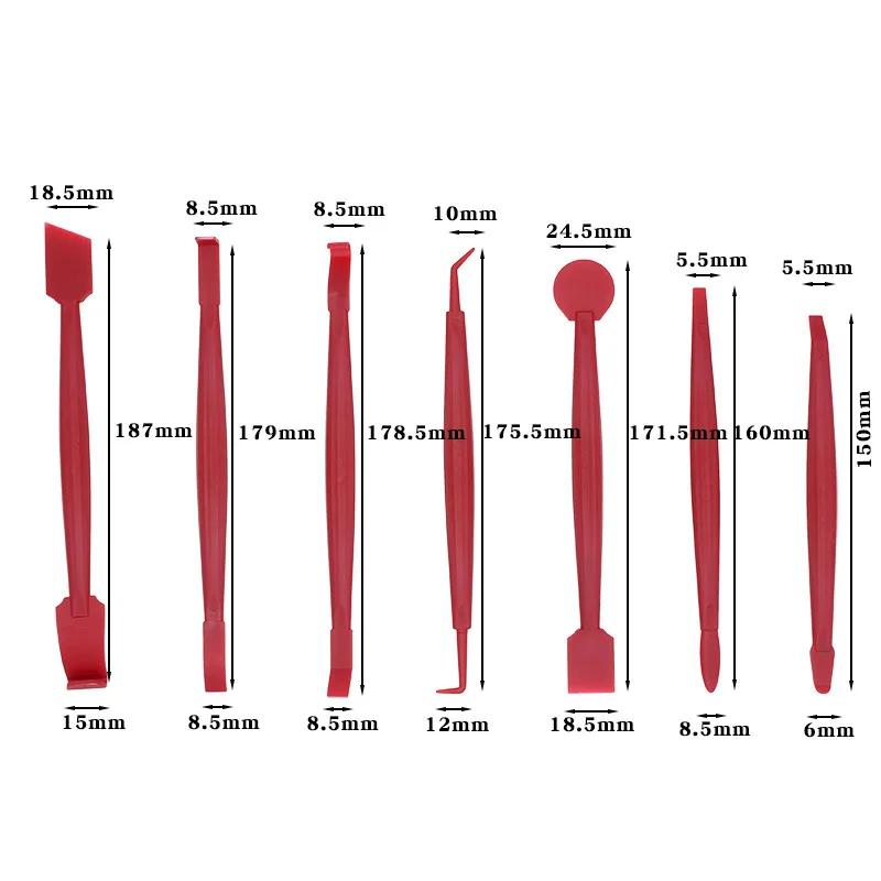 

7 шт. Инструмент для обрезки автомобильной пленки, скребки для виниловой пленки, 3D-пленка для наклейки из углеродного волокна, набор микроскребков для войлока, инструменты для виниловой пленки красного цвета