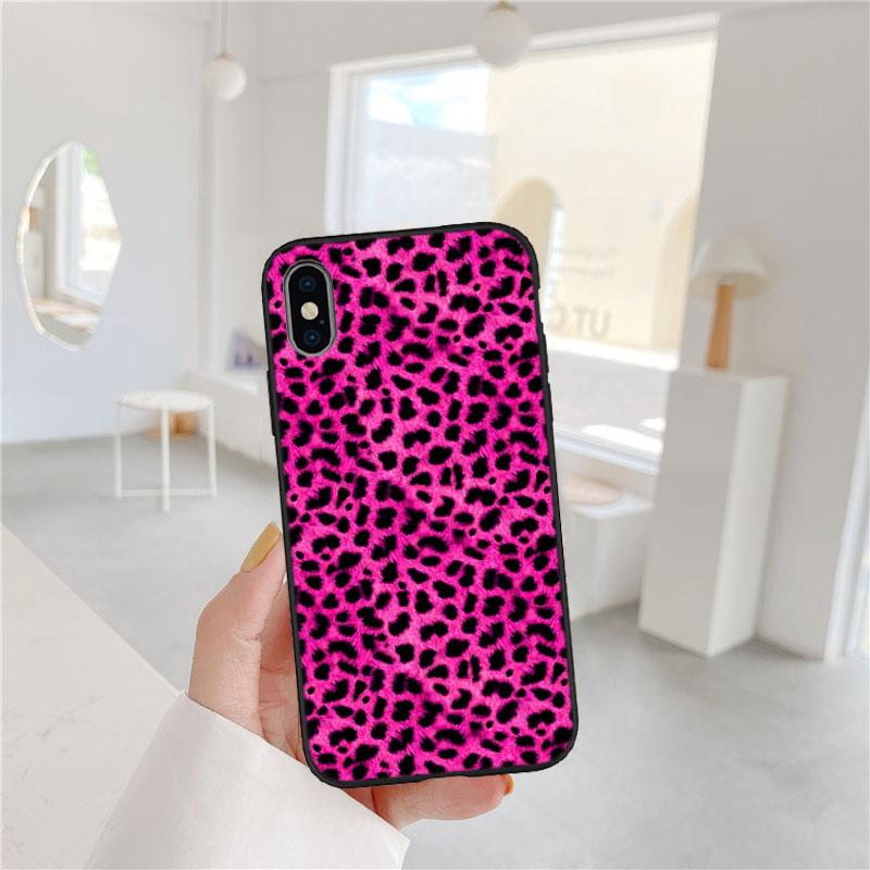 PP51 Pink Leopard Soft Shell Phone Case for iPhone SE X XS XR 11 16E 17 Pro Max Air 8 7 6 6s Plus