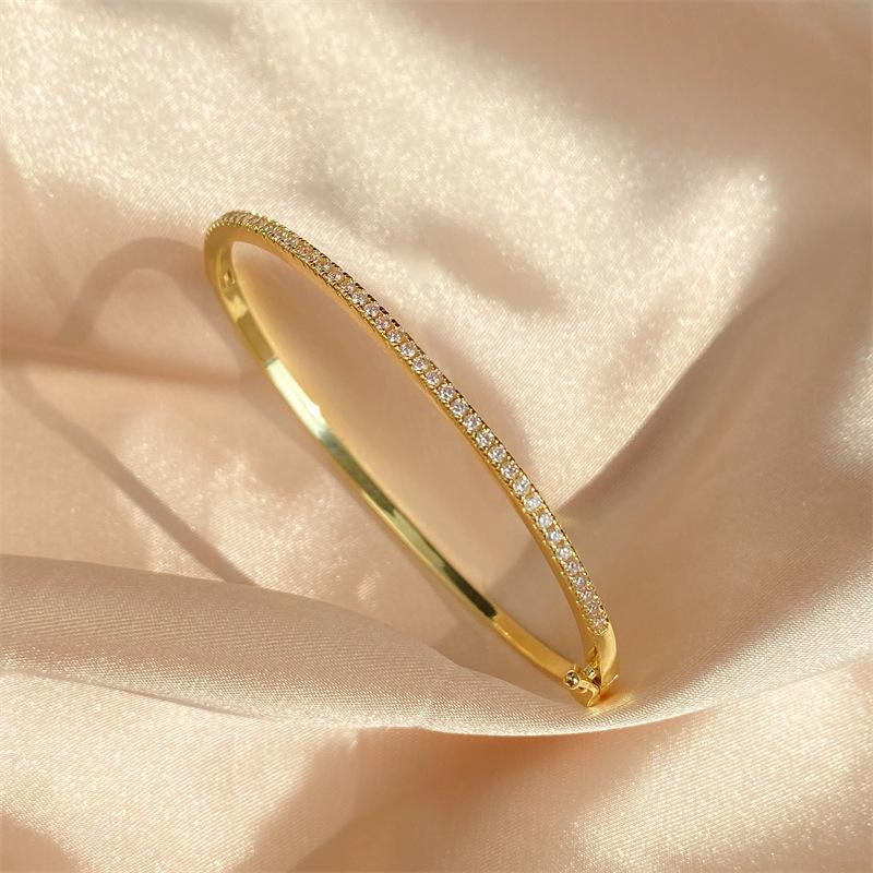 925 Silver Luxury Zirconia Round Bangles For Women Girl Silver Color Metal Crystal Wristlet Jewelry Wedding Festival Trendy Gift
