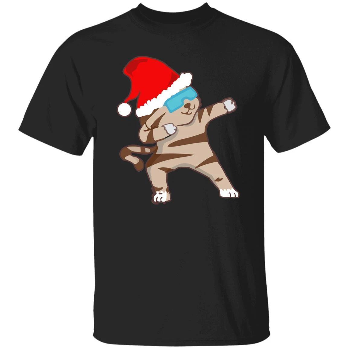 Cat Dabbing T-Shirt gift Dancing cat Christmas Cat mom cat dad Unisex Tee Black 4XL