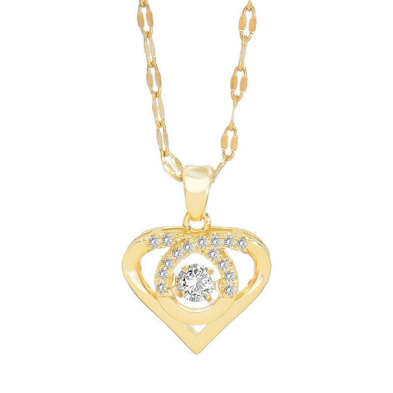 Wind Smart Love Necklace Women'S Fresh Simple Versatile Temperament Slightly Inlaid Pendant