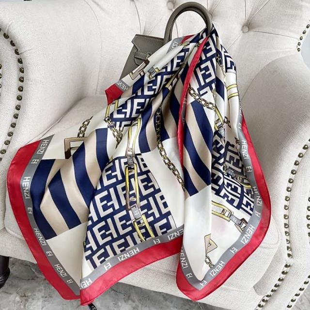 90cm *90cm Design Scarf Lady Shawl Printed Silk Felt Headscarf Scarf Lady Headscarf Square Scarf Lady Wrap Scarf 2021