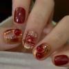Cherry Sweet Wine: Hand-Woven Amber Gradient Plaid Bow Manicure Whitening Stickers