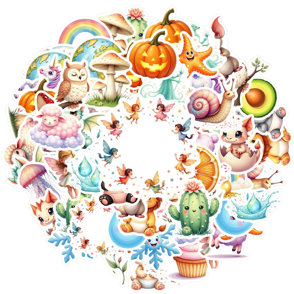 35-100pcs Fairy Tale Stickers Pvc Aesthetic Stationery Decorative Scrapbooking Luggage Laptop Cup Graffiti Decals Supplies