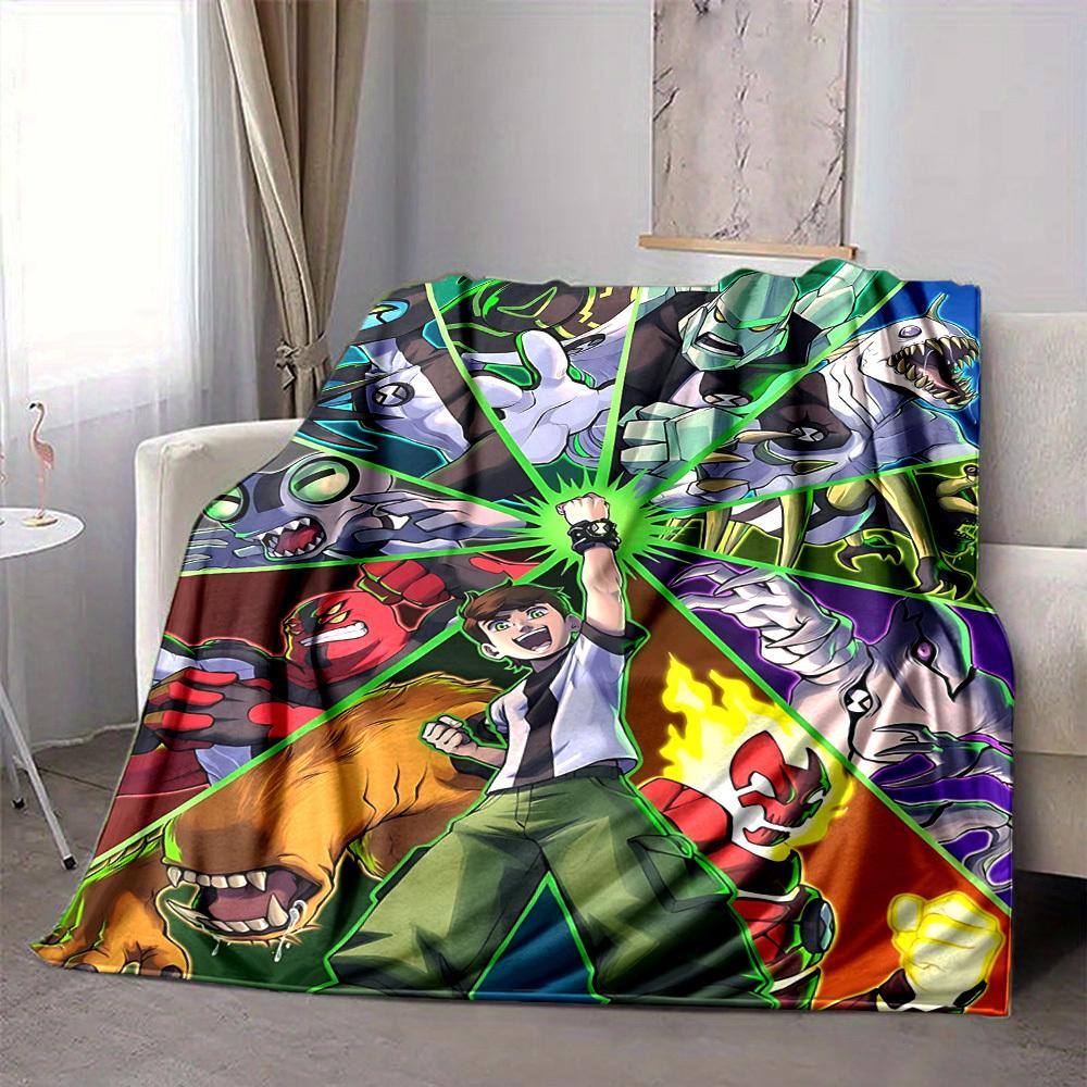 1pc Ben 10 Blanket Lightweight Flannel Throw For Sofa, Bed, Travel, Camping, Livingroom, Office, Couch, Chair, And Bed