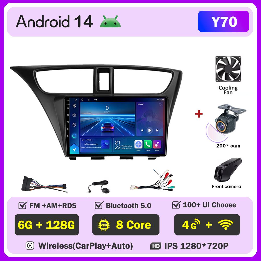 For Honda Civic 9 FK FB 2012 - 2017 Car Radio Player Car Carplay Screen Autoradio Mirr 4G or Link Car Intelligent Systems 8 Core