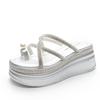 Fashion 7.5CM Synthetic Rhinestone Slippers Luxury Sandals Elegance Leisure Fashion New Summer Women Bling Platform Wedge Flats Shoes