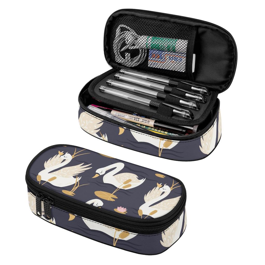 Pen Case Large Capacity Durable Polyester Fabric Easy Open Zipper with Mesh Pocket Removable Divider and Pen Slots for Boys Girls