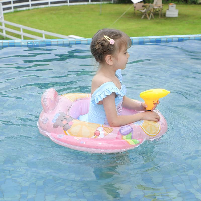 Summer Cartoon Airplane Baby Swim Ring with Handle - Anti-Rollover Design
