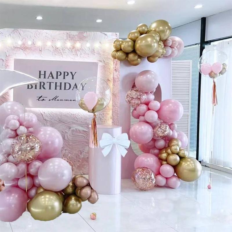 

133 шт. розовых и золотых воздушных шаров, гирлянда, комплект воздушных шаров, арка для девочек, украшение на празднование дня рождения, свадьбы, вечеринки
