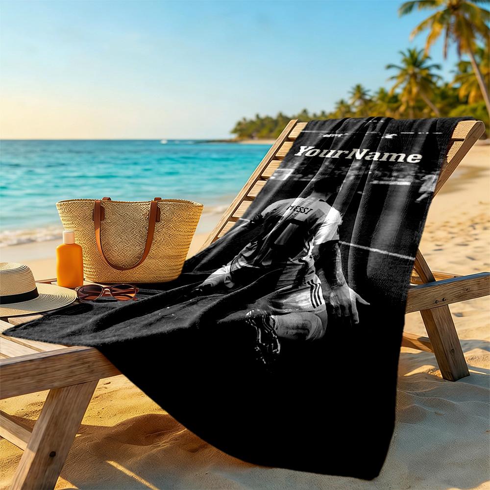Messi Customized Name Beach Towel Super Soft Microfiber Quickdry Fabric Ideal for Travel Outdoor Swim Pool Yoga Surf Camping Hiking Gym Gift Holiday